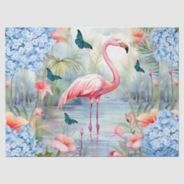 Papel De Seda Florestas Flamingo e Borboletas