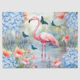 Papel De Seda Florestas Flamingo e Borboletas