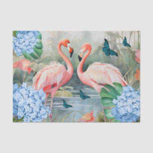 Papel De Seda Florestas Flamingo e Borboletas