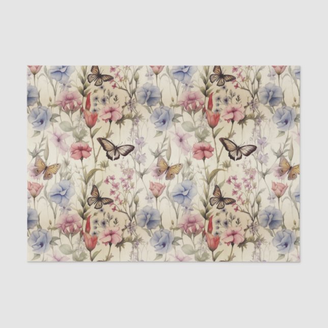 Papel De Seda Florestas selvagens e borboletas (Frente )