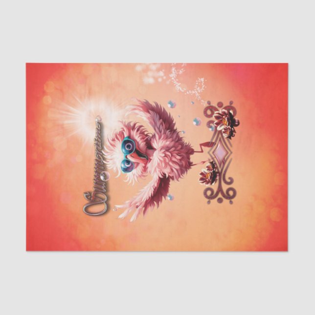 Papel De Seda Flórida cortante flamingo acolhendo o verão, f (Frente )