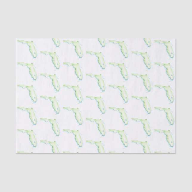 Papel De Seda Florida Map Watercolor Pattern Beach (Frente )