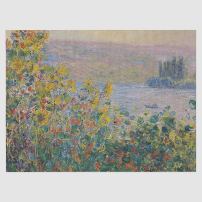 Papel De Seda Flower Beds em Vétheuil - Claude Monet (Frente )