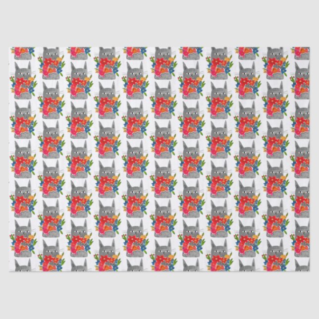 Papel De Seda Flower cat (Frente )