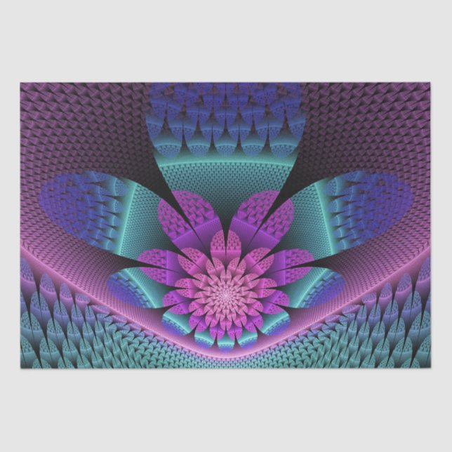 Papel De Seda Flower Fractal - Incomum - Padrão Colorida Fantasi (Frente )