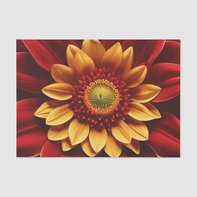 Papel De Seda Flower Vermelha E Amarela (Frente )