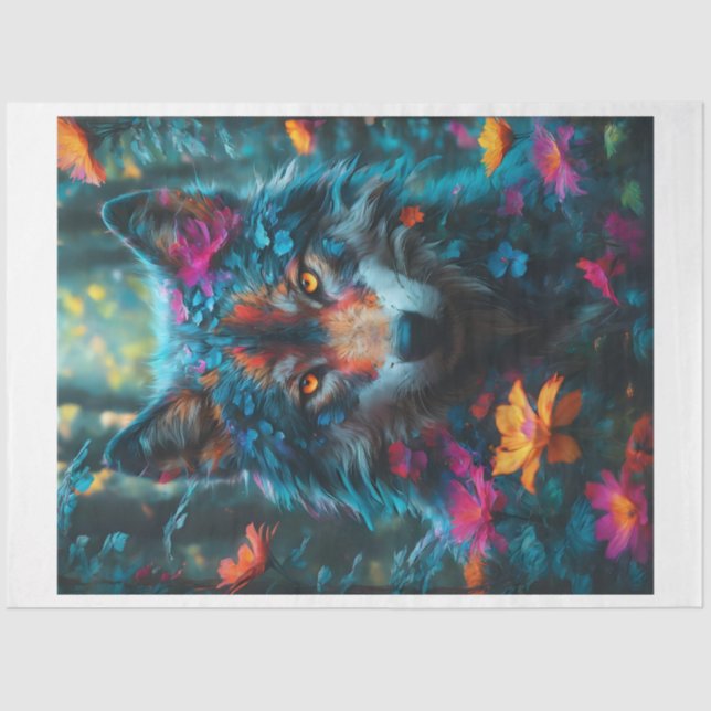 Papel De Seda Flower Wolf (Frente )