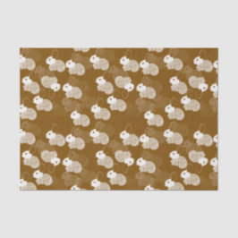 Papel De Seda Fluffy White Bunnies em Castanho