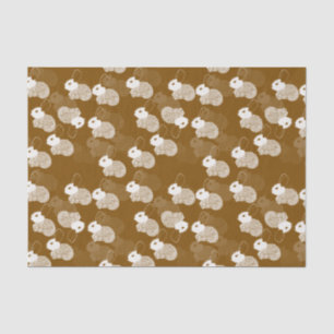 Papel De Seda Fluffy White Bunnies em Castanho