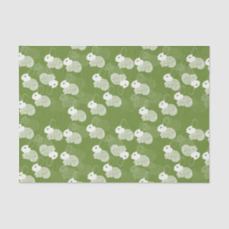 Papel De Seda Fluffy White Bunnies em Verde
