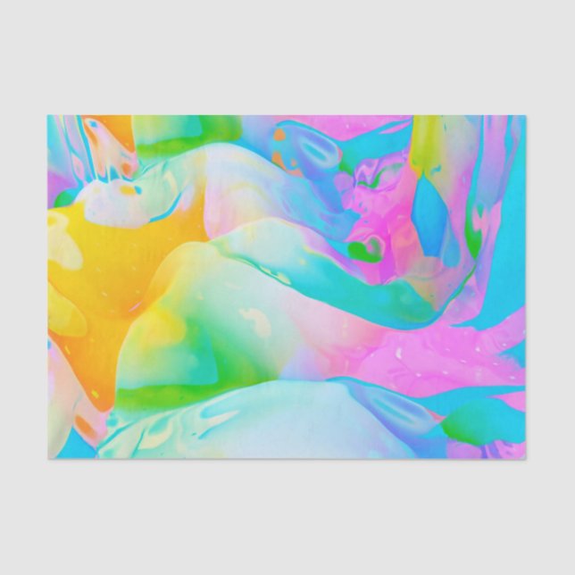 Papel De Seda Fluid Neon Abstrato (Frente )