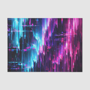 Papel De Seda Fluxo de Dados Abstrato Neon Glitch