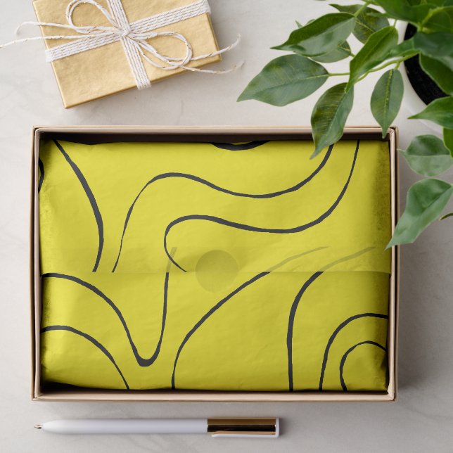 Papel De Seda Fluxo e Refluxo 2 em Preto e Amarelo (Presente)