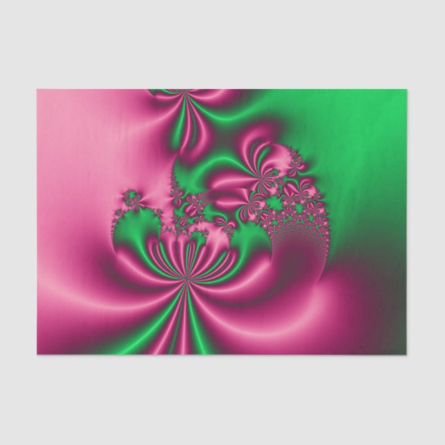 Papel De Seda Fluxo Floral Rosa e Verde (Frente )