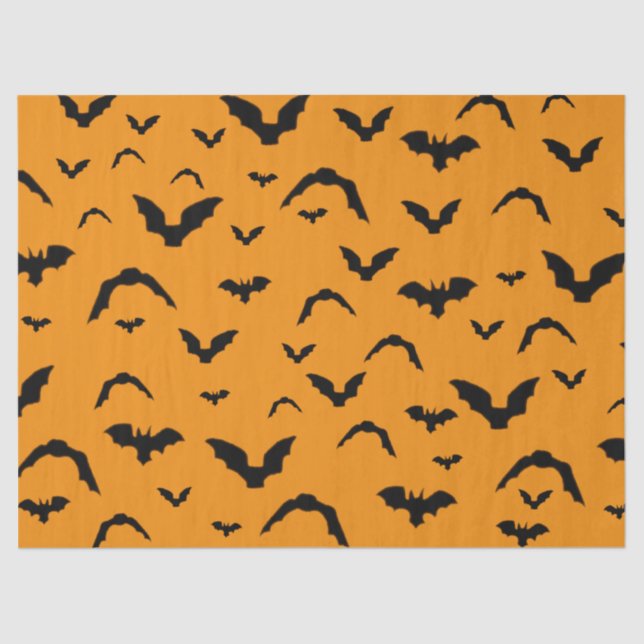 Papel De Seda Flying Bats on Orange Tissue Paper (Frente )