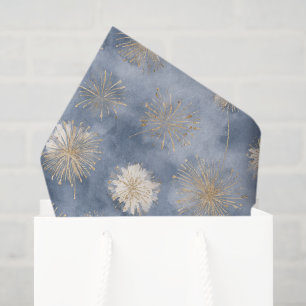 Papel De Seda Fogos de Artifício Brilhantes Dourado Branco Azul