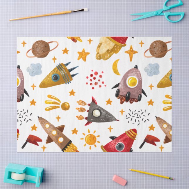 Papel de Seda Foguetes e Meteoros (Arte )