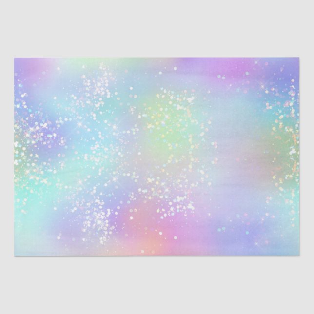 Papel De Seda Foil Iridescente Arco-íris e Glitter Holográfico (Frente )