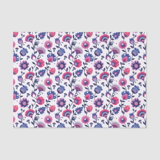 Papel De Seda Folclore Wycinanki, roxo e azul, (Frente )