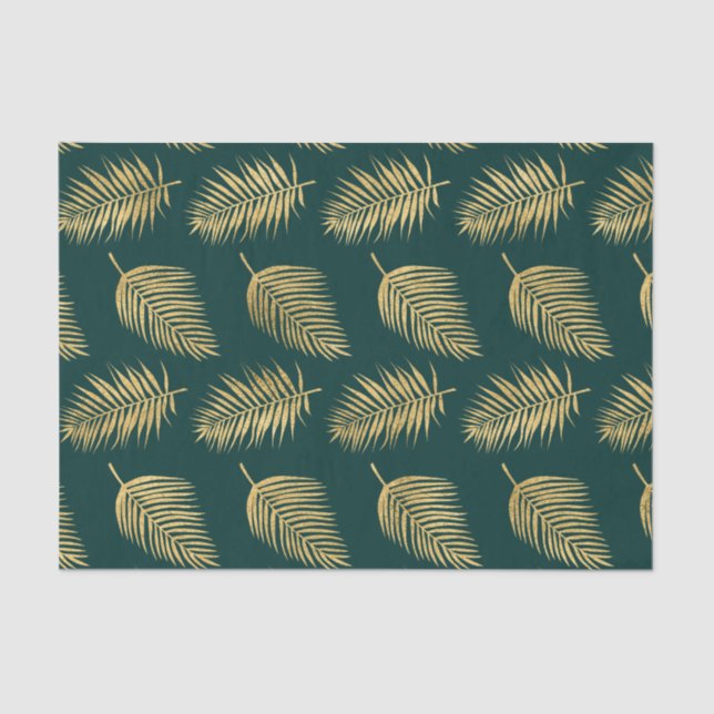 Papel De Seda Folgas Douradas Modernas Contra a Decoupage Verde (Frente )