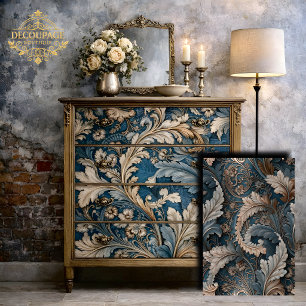 Papel De Seda Folha de Acanto Elegante Chá/Taupe Decoupage Barro