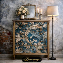 Folha de Acanto Elegante Chá/Taupe Decoupage Barro