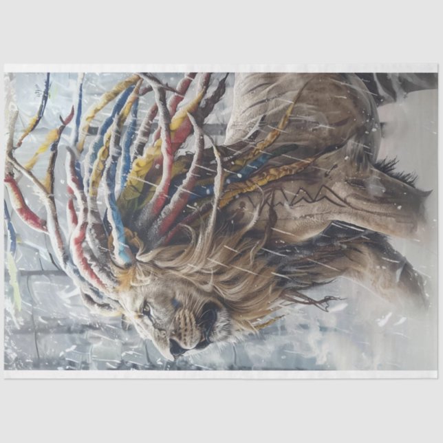 Papel De Seda Folha de dissociação Leão traçado Cabelo Tecido (Frente )