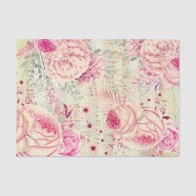 Papel De Seda folha de música de flores (Frente )