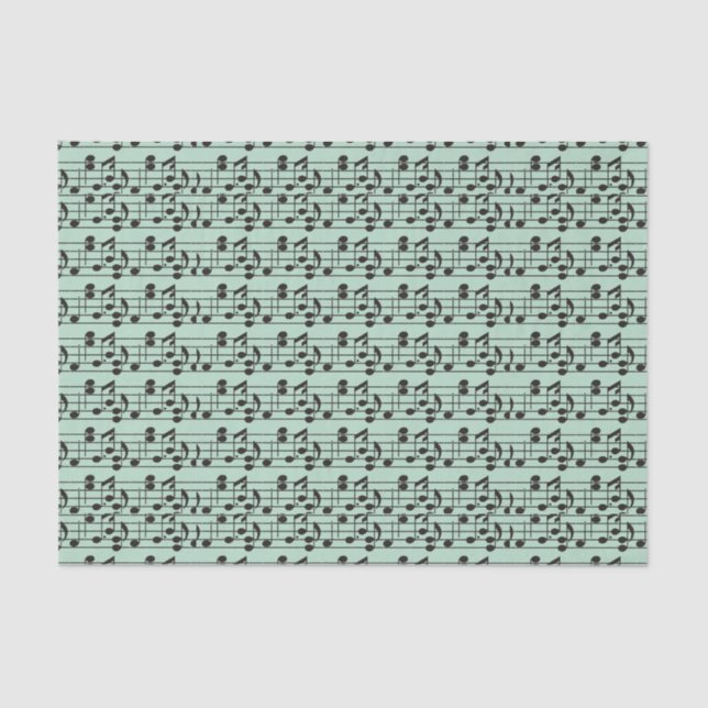 Papel De Seda Folha de música verde e preto (Frente )