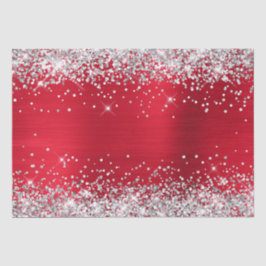 Papel De Seda Folha de Ombro Vermelho Brilhante Silver Glitter