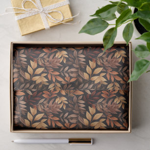 Papel De Seda Folha de Outono Marrom Rico Dourado Laranja Queima