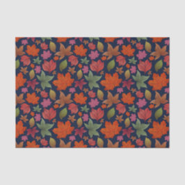 Papel De Seda Folha de outono vibrante, vermelha, laranja, verde