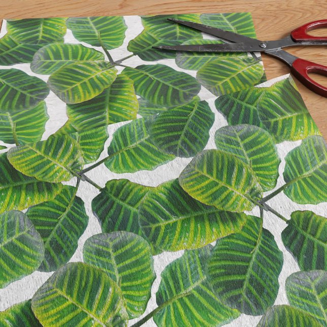 Papel De Seda Folha de Plantas Tropicais — Verão Verde e Branco (🌱Don't leave without getting your Tropical Leaf Tissue Paper 🌱)
