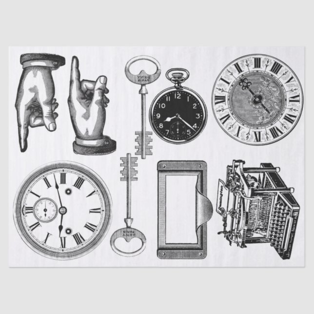 Papel De Seda Folha dos elementos de Steampunk do Diário da (Frente )