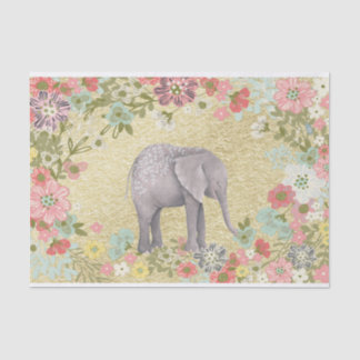 Papel De Seda Folha Dourado do quadro floral elegante do