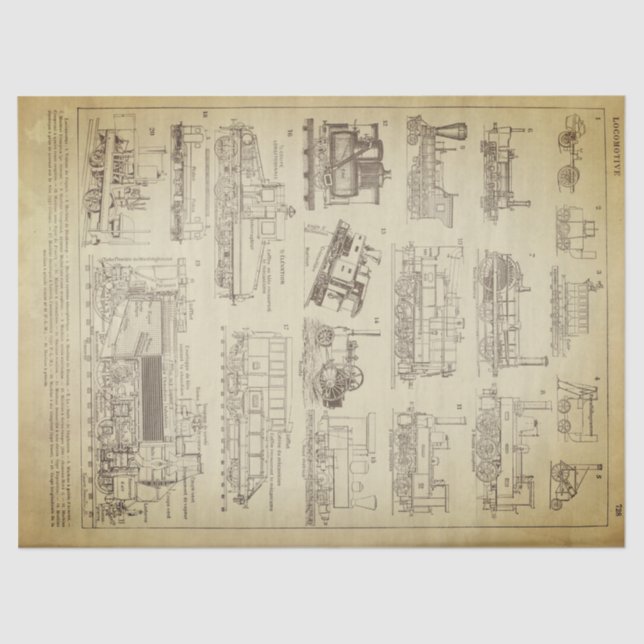 Papel De Seda Folha locomotiva de Decoupage do Grunge (Frente )