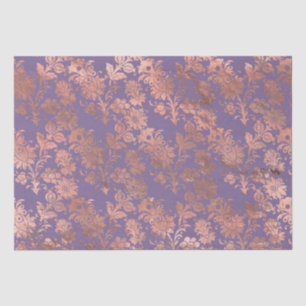 Papel De Seda Folha Rosa dourada e Lavanda floral