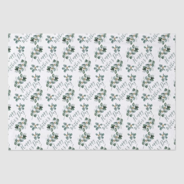 Papel De Seda Folhagem de Aquarelas do Dia de as mães Feliz Euca (Frente )