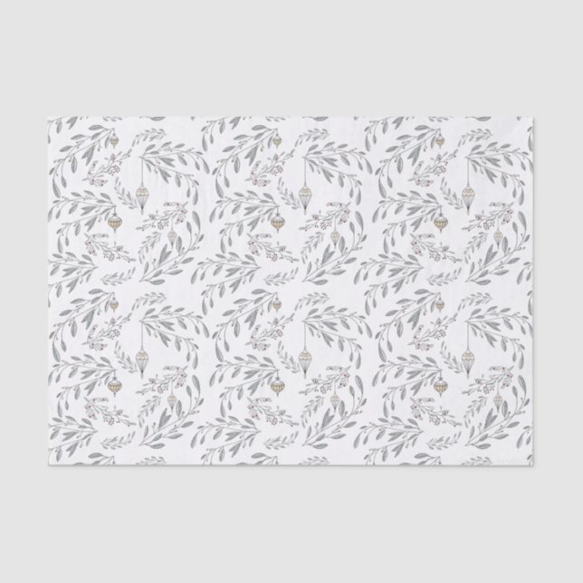 Papel De Seda Folhagem de Natal e Berries (Frente )