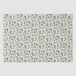 Papel De Seda Folhagem Festiva Padrão Floral Elegante Natal