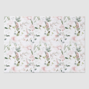 Papel De Seda Folhagem Floral Rosa, Hummingbird