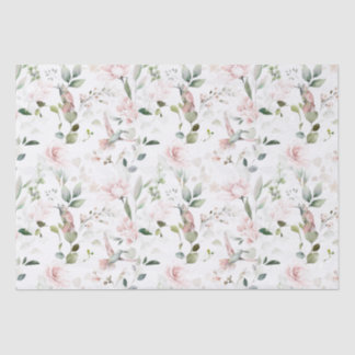 Papel De Seda Folhagem Floral Rosa, Hummingbird 