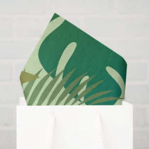 Papel De Seda Folhagem Tropical Arejada Folhas Verdes
