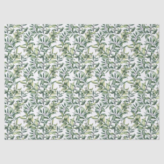 Papel De Seda Folhagem Tropical Verde Deixa o Tecido (Frente )