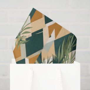 Papel De Seda Folhas Boho e Formas Geométricas