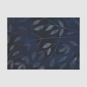 Papel De Seda Folhas Botânicas Azul Escuro Casamento Moderno Chi