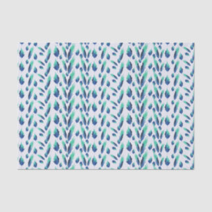 Papel De Seda Folhas Botânicas De Verão De Boho Azul