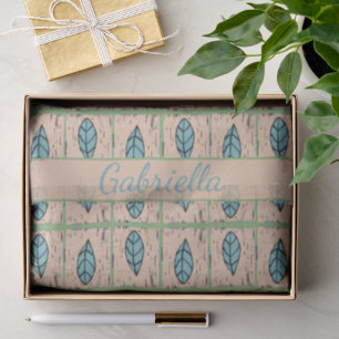 Papel De Seda Folhas botânicas elegantes em aquarela nome verde