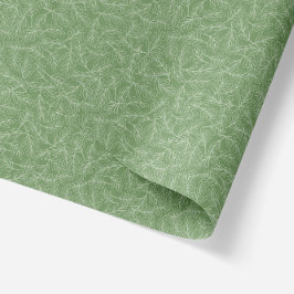 Papel De Seda Folhas Botânicas Texturizadas Verde e Branco