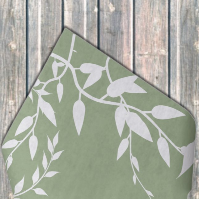 Papel De Seda Folhas Botânicas Verde Salgueiro Chá de Noiva (Criador carregado)